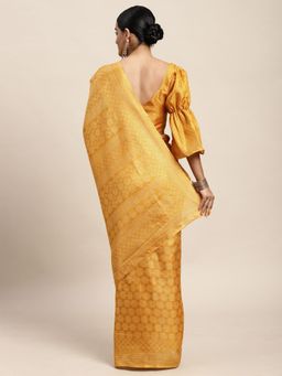 Odette - Bhagalpuri Silk Yellow Printed Saree with Unstitched Blouse