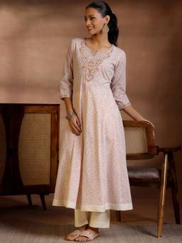 Libas - Mauve Pure Cotton Printed Kurta Sets for Women