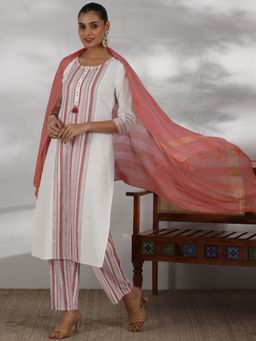 Libas - Off White Cotton Blend Printed Kurta Sets for Women
