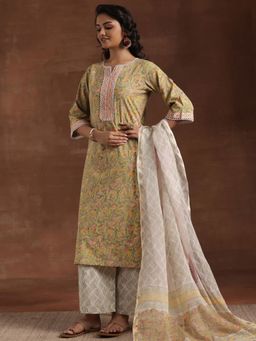 Libas - Green Pure Cotton Printed Kurta Sets for Women