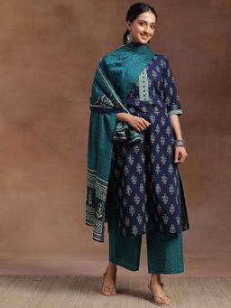 Libas - Blue Pure Cotton Printed Kurta Sets for Women
