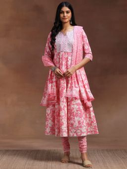 Libas - Pink Pure Cotton Printed Kurta Sets for Women