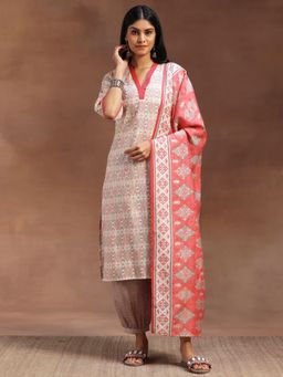 Libas - Pink Silk Blend Printed Kurta Sets for Women