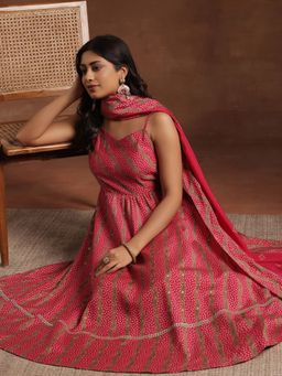 Libas - Pink Silk Blend Printed Kurta Sets for Women