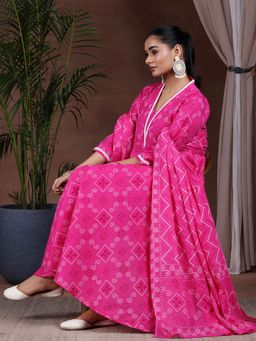 Libas - Pink Cotton Printed Kurta sets for Women
