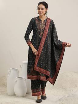 Libas - Grey Wool Blend Printed Kurta Sets for Women