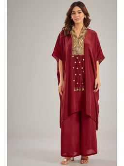 Studio A - Maroon Kaftan with Palazzo (Set of 2)