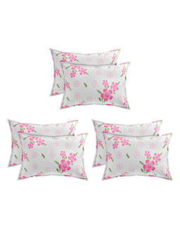 Kuber Industries - White Circle Flower Soft Cotton Pillows Covers (Pack of 6)