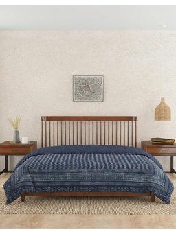 Fabindia - Navy Blue Nirali Printed Cotton Quilt (Single)