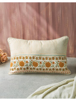 Fabindia - Beige Seher Printed Cotton Cushion Cover (30 x 50 Inches)