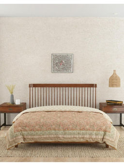Fabindia - Peach Seher Printed Cotton Quilt (Single)