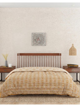 Fabindia - Beige Kanak Printed Cotton Quilt (Single)