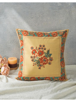 Fabindia - Beige Nikunj Printed Cotton Cushion Cover (40 x 40 Inches)