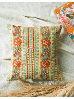 Fabindia - Beige Nikunj Printed Cotton Cushion Cover (30 x 30 Inches)