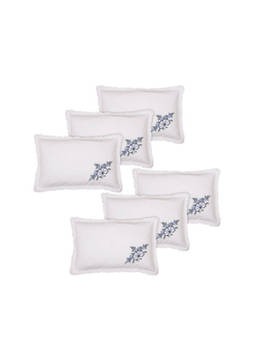 Kuber Industries - White Embroidery Pattern Breathable & Soft Cotton Pillow Covers (Pack of 6)