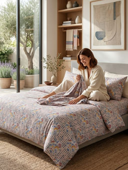 Haus & Kinder - Whispering Song Bird Multi-Color Cotton 186TC Bedsheet with 2 Pillow Covers