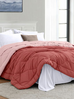 Haus & Kinder - Peach Comfy Flip Solid Reversible Comforter (Double)