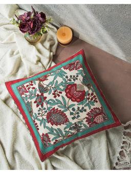 Fabindia - White Tarang Printed Cotton Cushion Cover