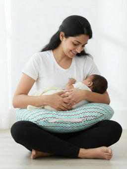 BAYBEE - Green 6 in 1 Feeding Pillow for New Born Baby for Breastfeeding (3-6 Months)