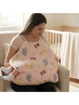 BAYBEE - Pink Feeding Pillow for New Born Baby with Foldable Breastfeeding Cover (3-6 Months)