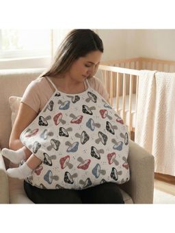 BAYBEE - White Feeding Pillow for New Born Baby with Foldable Breastfeeding Cover (3-6 Months)