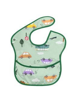 Hopop - Waterproof Baby Bib with Crumb Catcher Pocket Lightweight & Easy to Clean CARS (0-3 Months)