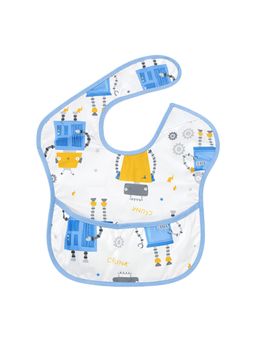 Hopop - Waterproof Baby Bib with Crumb Catcher Pocket Lightweight & Easy to Clean ROBOT (0-3 Months)