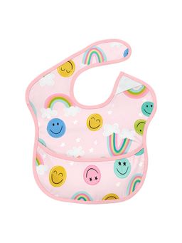 Hopop - Waterproof Baby Bib with Crumb Catcher Pocket Lightweight & Easy to Clean SMILEY (0-3 Months)