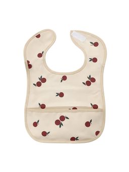 Hopop - Waterproof Baby Bib with Crumb Catcher Pocket Lightweight & Easy to Clean CHERRY (0-3 Months)