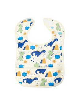 Hopop - Waterproof Baby Bib with Crumb Catcher Pocket Easy to Clean DINOSAUR (0-3 Months)