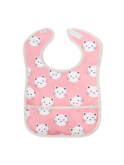 Hopop - Waterproof Baby Bib with Crumb Catcher Pocket Lightweight & Easy to Clean KITTY (0-3 Months)