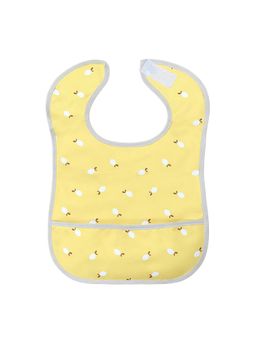 Hopop - Waterproof Baby Bib with Crumb Catcher Pocket Lightweight & Easy to Clean LEMON (0-3 Months)