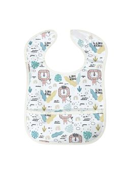 Hopop - Waterproof Baby Bib with Crumb Catcher Pocket Lightweight & Easy to Clean LION (0-3 Months)