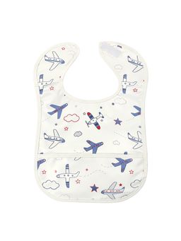 Hopop - Waterproof Baby Bib with Crumb Catcher Pocket Lightweight & Easy to Clean PLANE (0-3 Months)