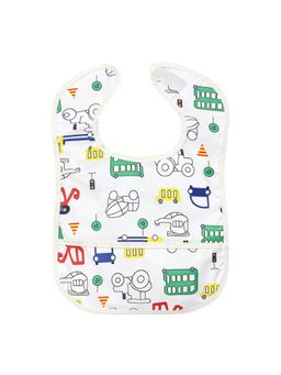 Hopop - Waterproof Baby Bib with Crumb Catcher Pocket Easy to Clean TRANSPORT (0-3 Months)