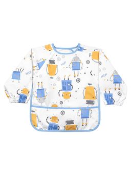 Hopop - Waterproof Baby Bib with Crumb Catcher Pocket Lightweight & Easy to Clean ROBOT (0-3 Months)