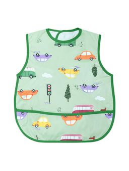 Hopop - Waterproof Baby Bib with Crumb Catcher Pocket Lightweight & Easy to Clean CARS (0-3 Months)