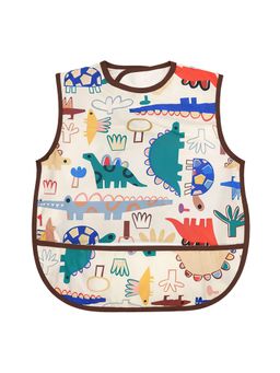 Hopop - Waterproof Baby Bib with Crumb Catcher Pocket Easy to Clean DINOSAUR (0-3 Months)
