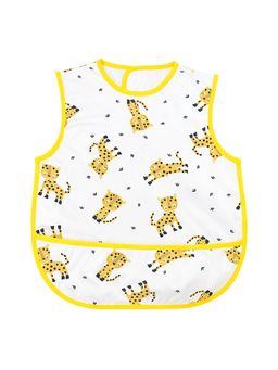 Hopop - Waterproof Baby Bib with Crumb Catcher Pocket Lightweight & Easy to Clean LEOPARD (0-3 Months)