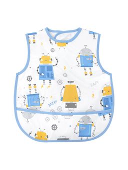 Hopop - Waterproof Baby Bib with Crumb Catcher Pocket Lightweight & Easy to Clean ROBOT (0-3 Months)