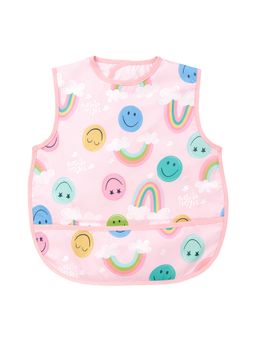 Hopop - Waterproof Baby Bib with Crumb Catcher Pocket Lightweight & Easy to Clean SMILEY (0-3 Months)