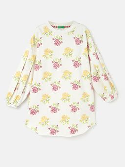 United Colors of Benetton - Girls Regular Fit Crew Neck Floral Dresses