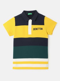 United Colors of Benetton - Boys Regular Fit Polo Collar Color Block T-Shirts