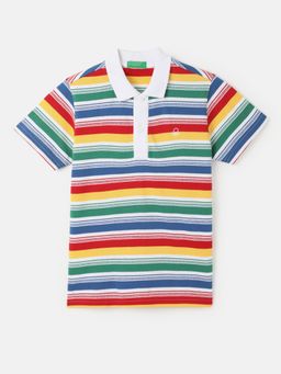United Colors of Benetton - Boys Regular Fit Polo Collar Striped T-Shirts