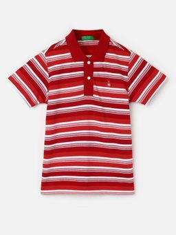 United Colors of Benetton - Boys Regular Fit Polo Collar Striped T-Shirts