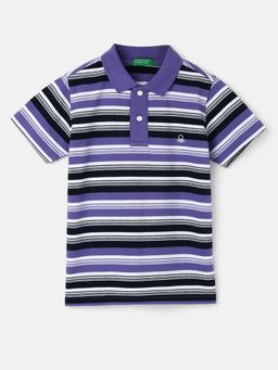 United Colors of Benetton - Boys Regular Fit Polo Collar Striped T-Shirts