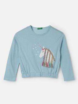 United Colors of Benetton - Girls Regular Fit Round Neck Braided Tops