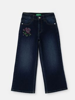 United Colors of Benetton - Girls Embroidery Wide Leg Jeans