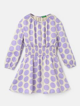 United Colors of Benetton - Girls Regular Fit Round Neck Polka Dot Dresses