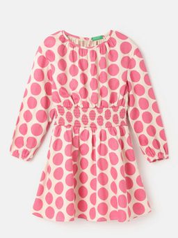 United Colors of Benetton - Girls Regular Fit Round Neck Polka Dot Dresses